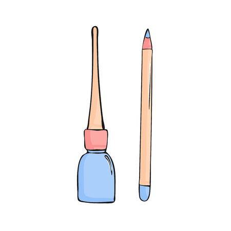 eyeliner and pencil for eye. Make up cosmetic. Pink beauty object. Isolatedのイラスト素材