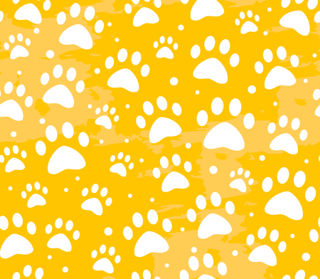 cat or dog paw seamless patterns. backgrounds for pet shop websites and prints. Animal footprint. Cute trendy colors patternのイラスト素材