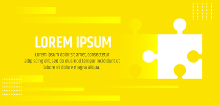 Puzzle pieces banner design template. Yellow game Background . symbol of logic and Smart. Creativity and innovationの写真素材