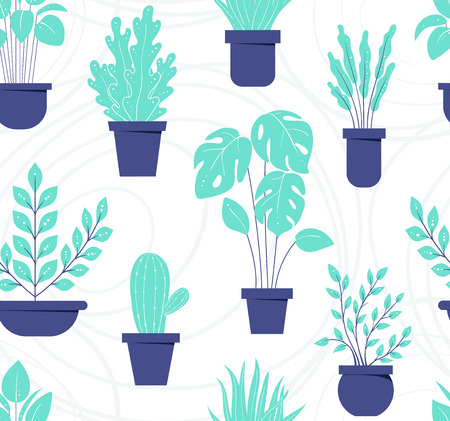 House plant seamless pattern. Flowerpot background. For textile. Vectorのイラスト素材