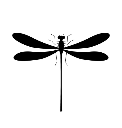 Dragonfly silhouette icon. Isolated symbol of insectのイラスト素材