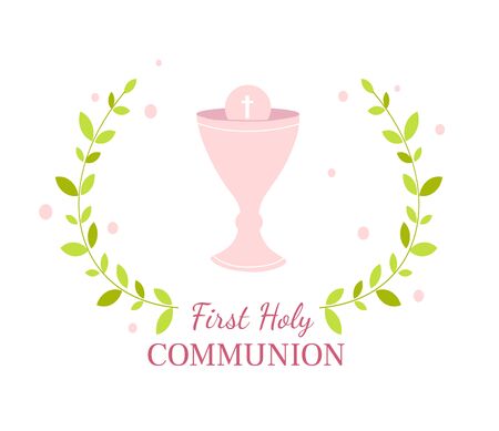 First holy communion greeting card design templateのイラスト素材