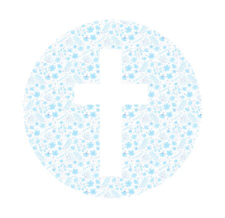 Flower cross. Symbol of christianity. Decorative element for Easter or the First Holy Communionのイラスト素材