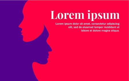 Family psychologist and husband-wife conflict. Love and relationship between a man and a woman. Banner template for meeting site and blind dateのイラスト素材