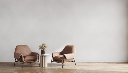 Minimalist modern living room interior background, living room mock up in scandinavian style, empty...