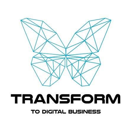 Digital transformation. Logo design. Polygonal color butterfly. vectorのイラスト素材