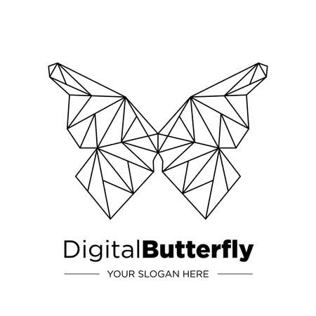 Abstract triangle geometric butterfly. Digital butterfly. Transformation. Logo design. Vector.のイラスト素材