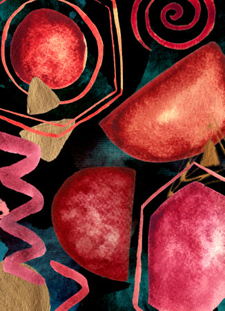 Abstract background with geometric watercolor shapes.の写真素材