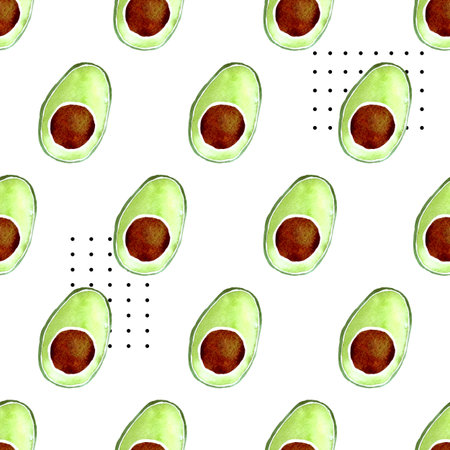 Seamless pattern with avocado and dots. For kitchen for printing on textiles for phone case.の写真素材