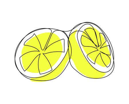 Lemon slices. Continuous one line drawing.のイラスト素材