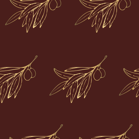 Seamless pattern with golden olive branches.のイラスト素材