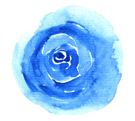 Beautiful watercolor blue rose isolated on white.の写真素材