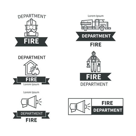 Set of fire department emblems and badgesのイラスト素材