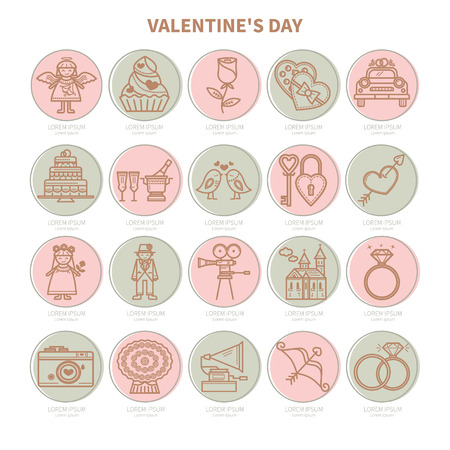 Set of flat icons Valentine s Dayのイラスト素材