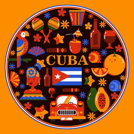 Cuba Havana round bannerのイラスト素材