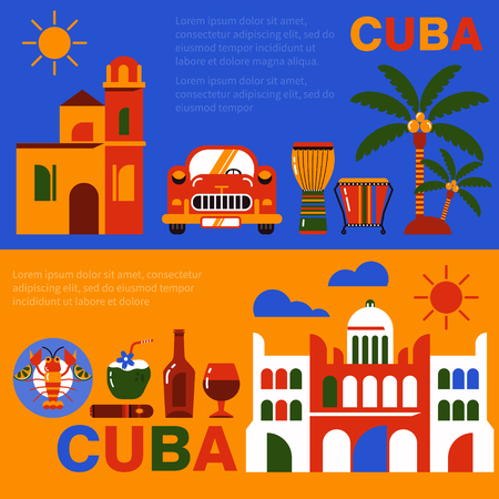 Cuba Havana travel bannerのイラスト素材