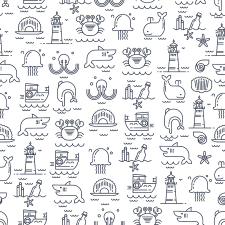 Sea inhabitants patternのイラスト素材