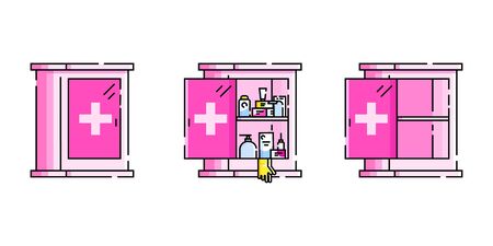 Medical chest filled with medicine and emptyのイラスト素材