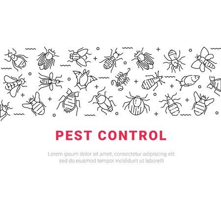 Pest control icon set in linear style.のイラスト素材