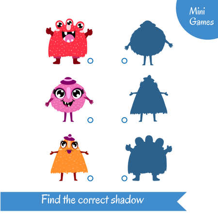 Find the right shadow. Educational game for preschool children. Simple vector illustration.のイラスト素材