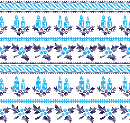 Winter festive Christmas knitted pattern woolen knitted 2018のイラスト素材