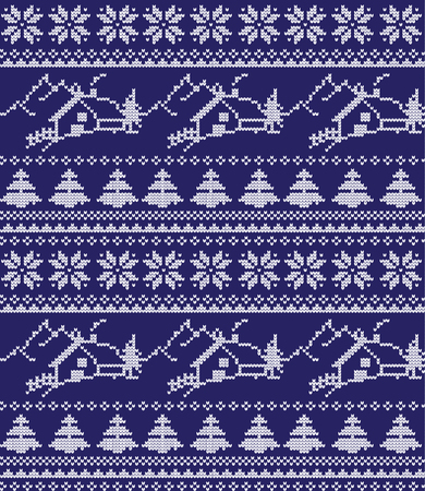 Winter festive Christmas knitted pattern woolen knitted 2018のイラスト素材