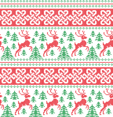 Winter festive Christmas knitted patternのイラスト素材