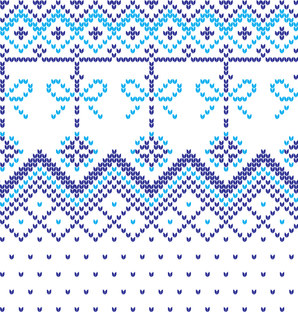 Winter holiday seamless knitting pattern with a Christmas trees. Christmas knitting sweater design. Wool knitted texture.のイラスト素材