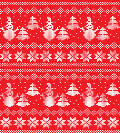 Winter festive Christmas knitted pattern woolen knitted 2018.のイラスト素材