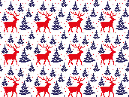 Christmas New Year's winter seamless festive Norwegian pixel pattern - Scandinavian style 2018のイラスト素材