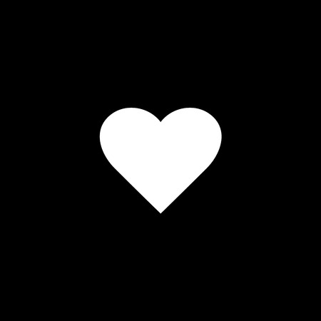 Vector flat heart icon on black backgroundのイラスト素材