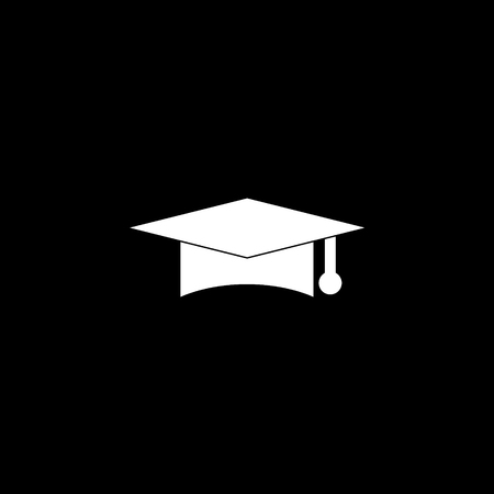 Vector flat icon of graduate cap on black background.のイラスト素材