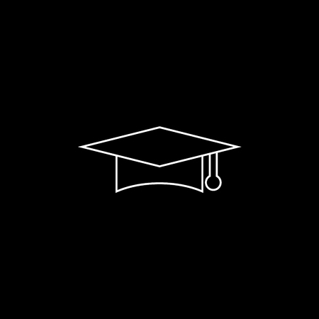 Vector flat icon of graduate cap on black background.のイラスト素材