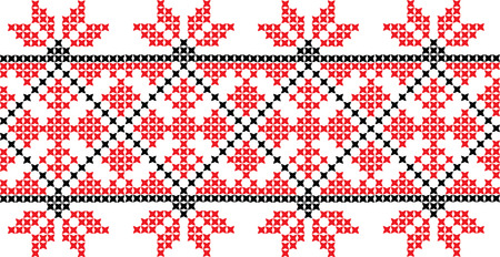 Embroidered cross stitch ornament national pattern Ukrainian Slavicのイラスト素材
