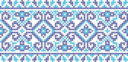 Embroidered cross stitch ornament national pattern Ukrainian Slavicのイラスト素材