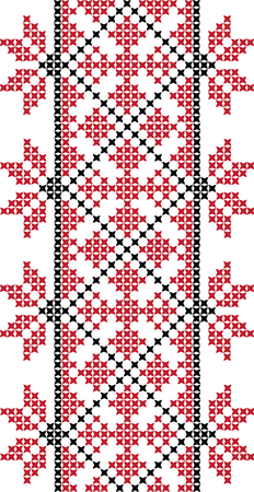 embroidered cross-stitch ornament national pattern Ukrainian Slavicのイラスト素材