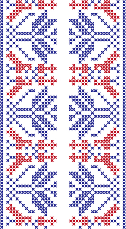 embroidered cross-stitch ornament national pattern Ukrainian Slavicのイラスト素材