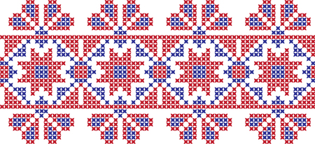 Embroidered cross-stitch ornament national pattern Ukrainian Slavicのイラスト素材