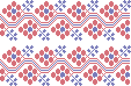 embroidered cross-stitch ornament national pattern of Ukrainian Slavicのイラスト素材