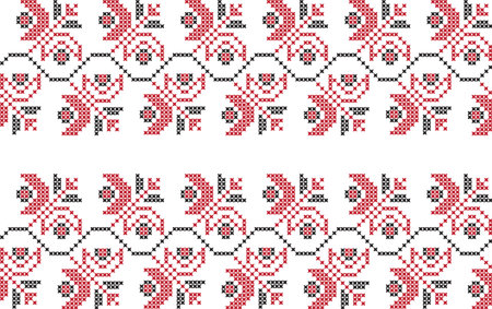 Embroidered cross-stitch ornament pattern design.
