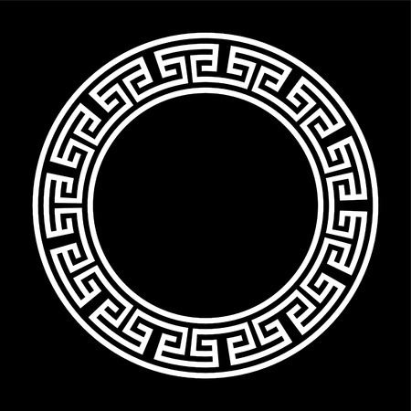 Decorative round frame. Abstract vector geometric ornament in black color on a white background. Abstract vector geometric ornament in white black color on a black background. Vector illustrationのイラスト素材