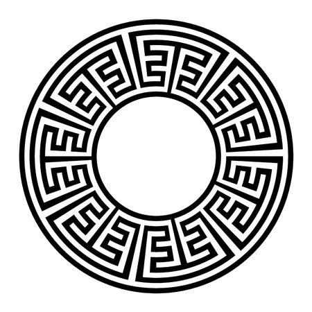 Decorative round frame. Abstract vector geometric ornament in black color on a white background. Abstract vector geometric ornament in white black color on a black background. Vector illustrationのイラスト素材
