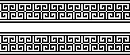 Seamless greek ornament on black and white background,のイラスト素材