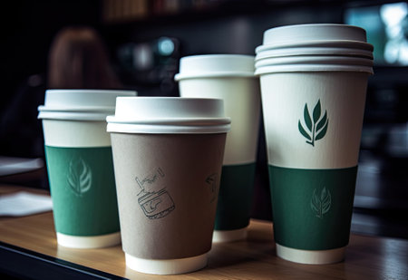 The concept of zero waste and recycling. Use of eco-friendly paper tableware and packaging made from biodegradable materialsの写真素材