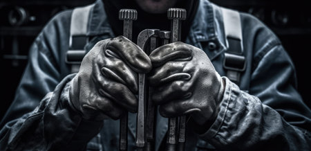 Car care maintenance and servicing, Close-up hand technician auto mechanic using the wrench to repairing change spare part car engine problem and insurance service supportの素材