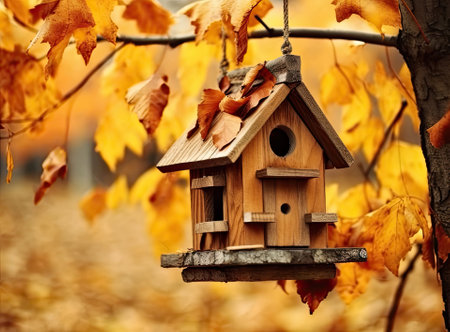 bird feeders in the city parkの写真素材