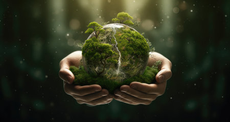 Net Zero and Carbon Neutral Concepts Net Zero Emissions Goals Weather neutral long-term strategy. Created with Generative Al technology.の素材