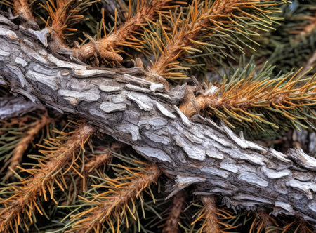 Lawson cypress (Chamaecyparis lawsoniana evergreen foliage and bark detailの素材
