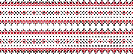embroidered cross-stitch ornament national pattern Ukrainian Slavicのイラスト素材