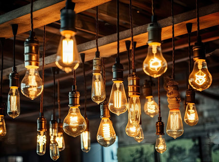 vintage lamp decorative in home Created with Generative AI technologyの素材